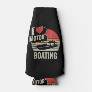 Vintage Retro I Love Motor Boating Funny Boater  Bottle Cooler