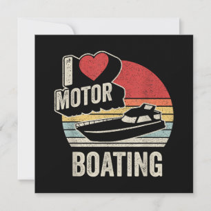 Vintage Retro I Love Motor Boating Funny Boater  Invitation