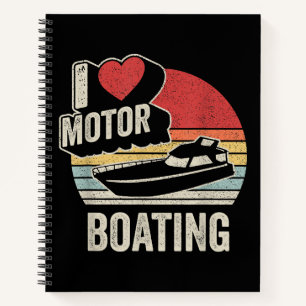 Vintage Retro I Love Motor Boating Funny Boater Notebook