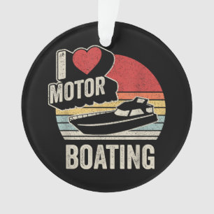 Vintage Retro I Love Motor Boating Funny Boater  Ornament