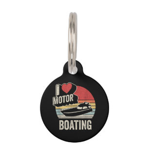 Vintage Retro I Love Motor Boating Funny Boater Pet Tag