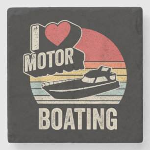 Vintage Retro I Love Motor Boating Funny Boater  Stone Coaster