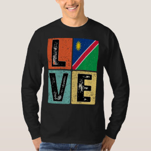 Vintage Retro I Love Namibia Flag For Namibian Pri T-Shirt