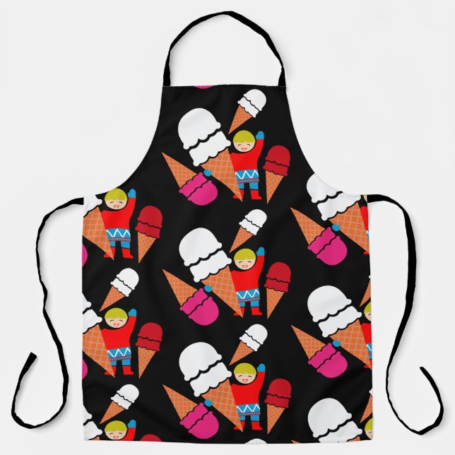 Vintage Retro Ice Cream Art Apron (Front)