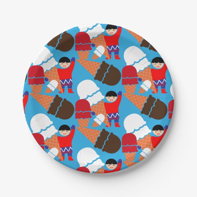 Vintage Retro Ice Cream Art Paper Plate (Front)