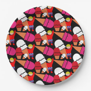 Vintage Retro Ice Cream Art Paper Plate