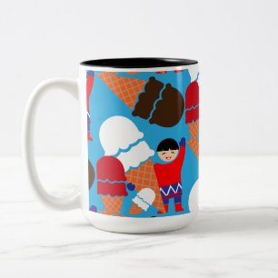 Vintage Retro Ice Cream Art Two-Tone Coffee Mug