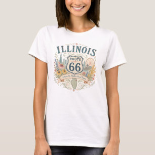 Vintage Retro Illinois Mother Road Skyline Apparel T-Shirt