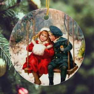 Vintage Retro Illustrated London News Christmas Ceramic Tree Decoration