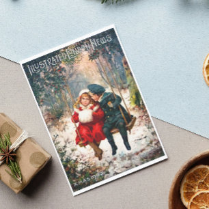 Vintage Retro Illustrated London News Christmas Holiday Postcard
