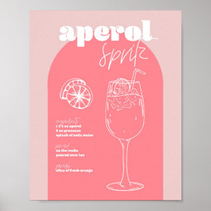 Vintage Retro Inspired Aperol Spritz Recipe Pink  Poster
