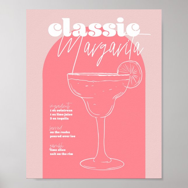 Vintage Retro Inspired Classic Margarita Recipe Pi Poster (Front)