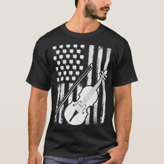 Vintage Retro Irish American Flag Violin St T-Shirt