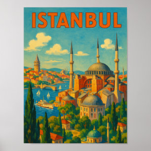 Vintage Retro Istanbul Turkey Hagia Sophia Poster