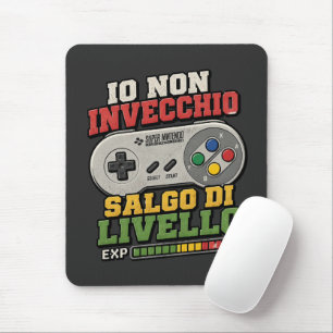 Vintage Retro Italian Gamer Level Up Mouse Mat