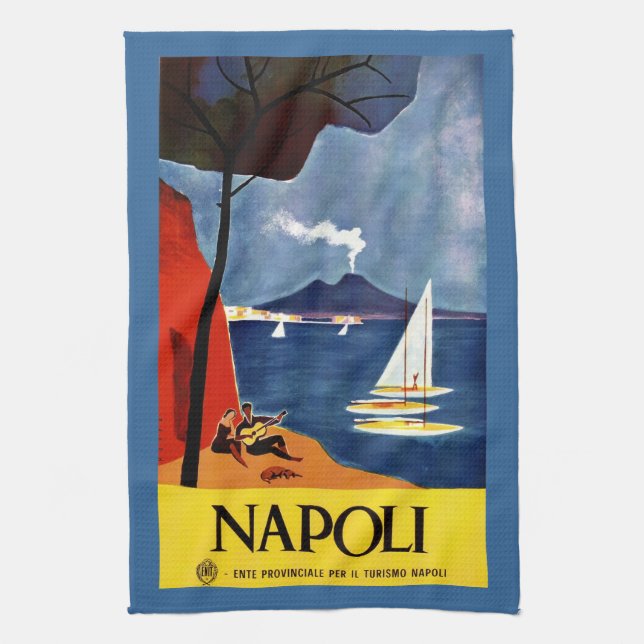 Vintage retro Italian poster Tea Towel (Vertical)