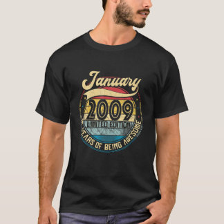 Vintage Retro January 2009 13Th Birthday Gift 13 Y T-Shirt