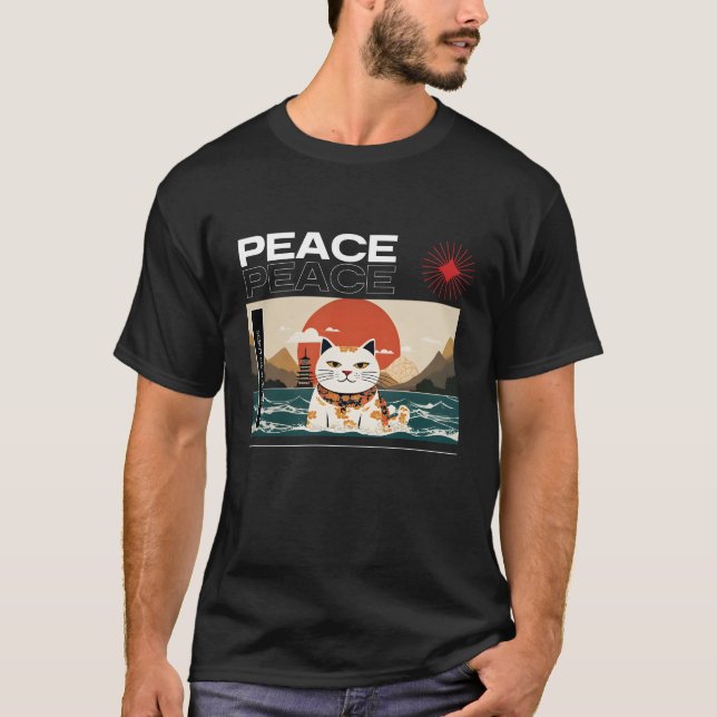 Vintage Retro Japanese Cat T-Shirt (Front)