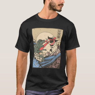 Vintage Retro Japanese Great Wave Cat VS Monster G T-Shirt