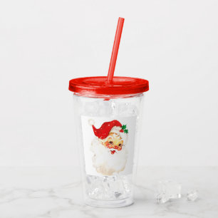 Vintage Retro Jolly Old Santa Claus Christmas Acrylic Tumbler