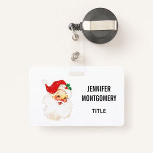 Vintage Retro Jolly Old Santa Claus Christmas ID Badge