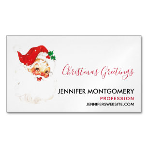 Vintage Retro Jolly Old Santa Claus Christmas Magnetic Business Card