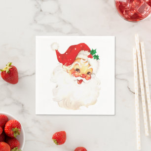 Vintage Retro Jolly Old Santa Claus Christmas Napkin