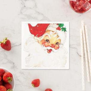 Vintage Retro Jolly Old Santa Claus Christmas Napkin