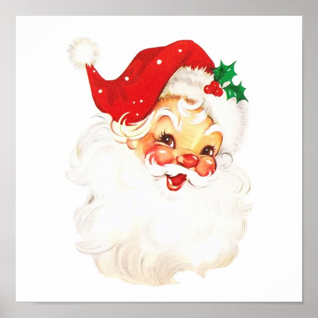 Vintage Retro Jolly Old Santa Claus Christmas Poster (Front)