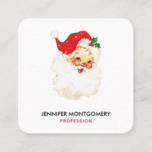 Vintage Retro Jolly Old Santa Claus Christmas Square Business Card