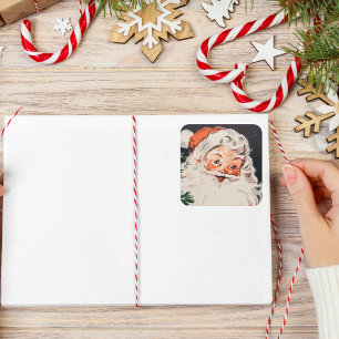 Vintage Retro Jolly Old Santa Claus Christmas Square Sticker