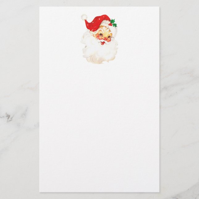 Vintage Retro Jolly Old Santa Claus Christmas Stationery (Front)