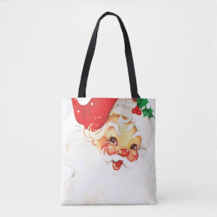 Vintage Retro Jolly Old Santa Claus Christmas Tote Bag