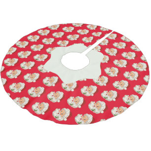 Vintage Retro Jolly Santa Claus Christmas Brushed Polyester Tree Skirt