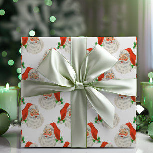 Vintage Retro Jolly Santa Claus Christmas Wrapping Paper