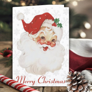 Vintage Retro Jolly Santa Claus Custom Christmas  Holiday Card