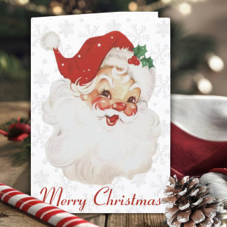 Vintage Retro Jolly Santa Claus Custom Christmas  Holiday Card