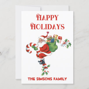 Vintage Retro Jolly Santa Merry Christmas Holiday Card