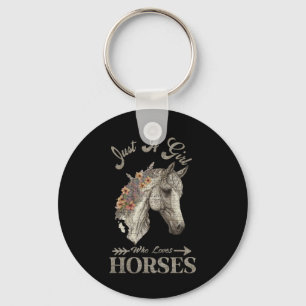 Vintage Retro Just A Girl Who Loves Horses1  Key Ring