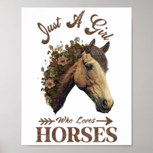 Vintage Retro Just A Girl Who Loves Horses8 Poster