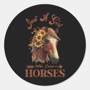 Vintage Retro Just A Girl Who Loves Horses9 Classic Round Sticker