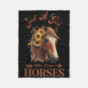 Vintage Retro Just A Girl Who Loves Horses9 Fleece Blanket