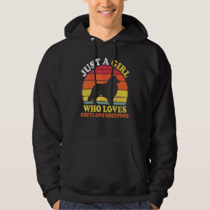 Vintage Retro Just A Girl Who Loves Shetland Sheep Hoodie