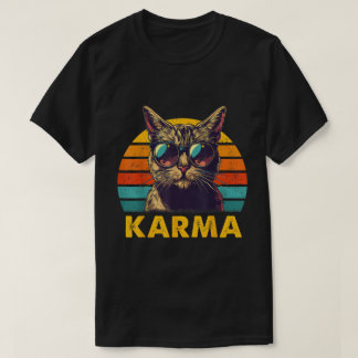 Vintage Retro Karma Cool Cat Design T-Shirt