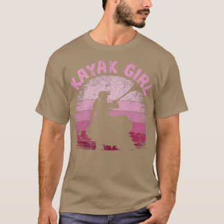 Vintage Retro Kayak Girl Women Canoe Kayak Kayakin T-Shirt