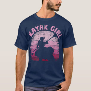 Vintage Retro Kayak Girl Women Canoe Kayak Kayakin T-Shirt