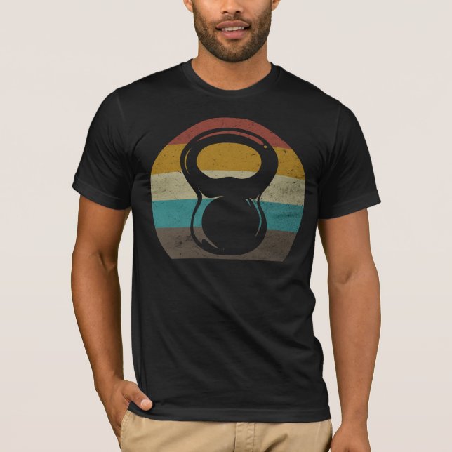 Vintage Retro Kettlebell Gym Workout T-Shirt (Front)