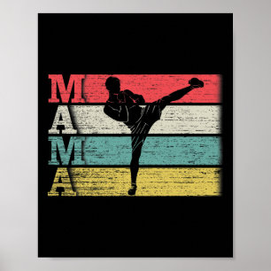 Vintage Retro Kickboxing Mama Kickbox Silhouette F Poster
