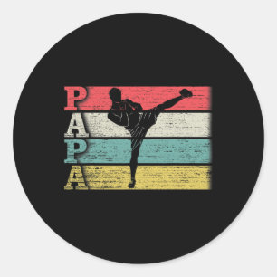 Vintage Retro Kickboxing Papa Kickbox Silhouette F Classic Round Sticker