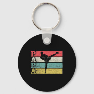 Vintage Retro Kickboxing Papa Kickbox Silhouette F Key Ring